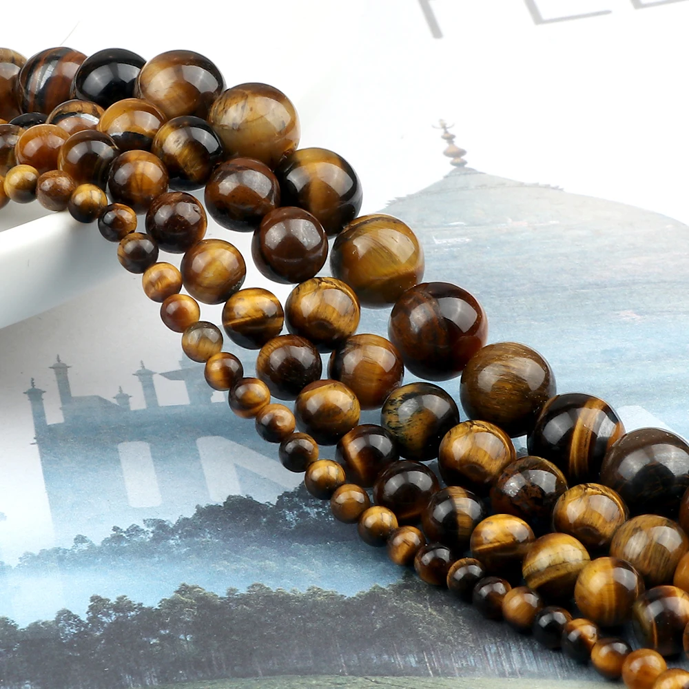 Wholesale Natural Stone Beads 4 6 8 10MM Tiger Eye Onxy Loose Stone Beads Jewelry Accessories For DIY Making Bracelet Necklace