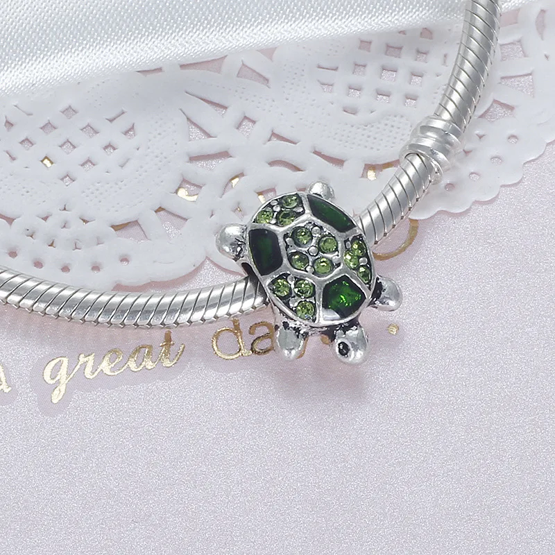 New Green Turtle Pendant DIY Beads Charm Bracelet Ladies Jewelry Making Gifts