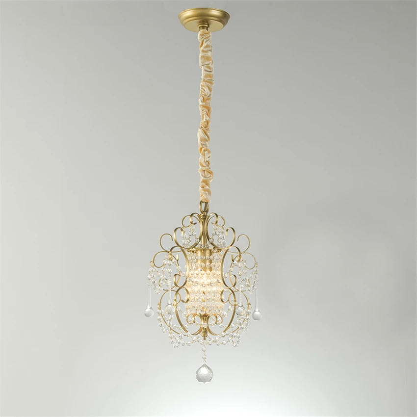 American country crystal string pendant lights bedroom hall cloakroom single chain hanging lights living room lamps lighting