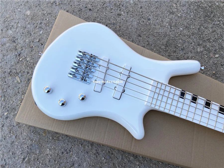 Custom version white 5 string electric bass black and white lattice can be customized free shipping