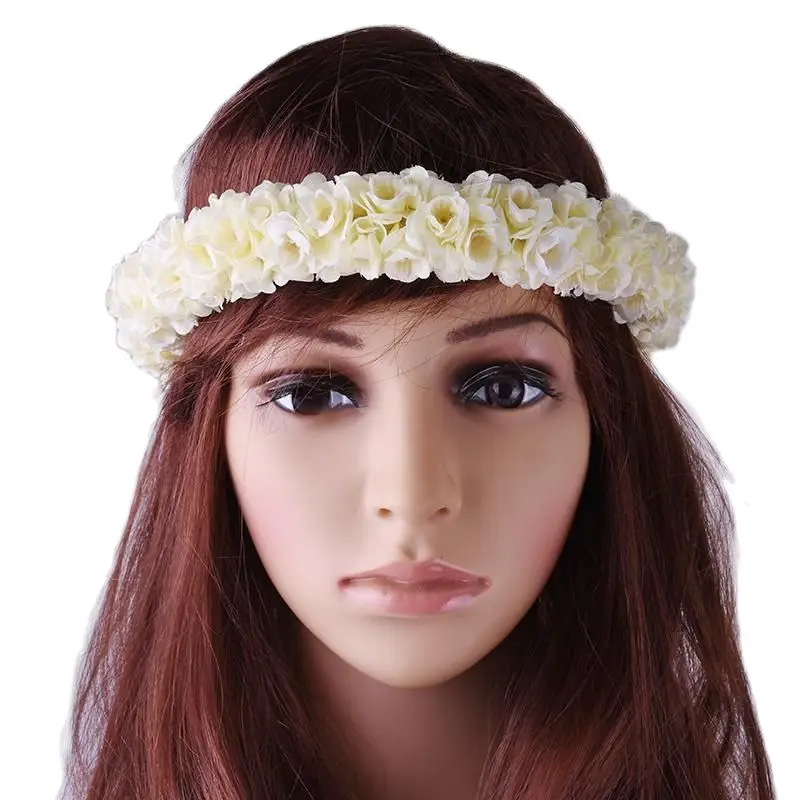 

Free Shipping HL00008B 30Pcs/lot 50Cm Artificial Silk Rope Pikake headband Tropical Hawaii Floral Headwear Wholesale Hula Girl