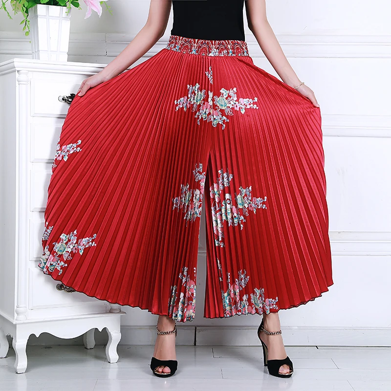 Summer Pleated Pants Wide Leg Pants Women Loose Casual Pants Female High Waist Ladies Pant New Spring Trousers Split skirt