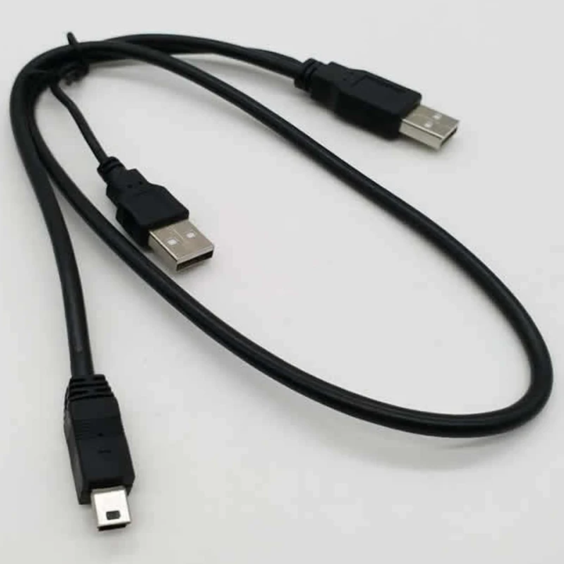 USB 2.0 HDD كابل يو إس بي إلى miniUSB USB إلى V3 لأجهزة القرص الصلب مزدوج USB إلى V3 كابل يو إس بي 2.0 إلى T شكل كابل أسود USB القرص الصلب