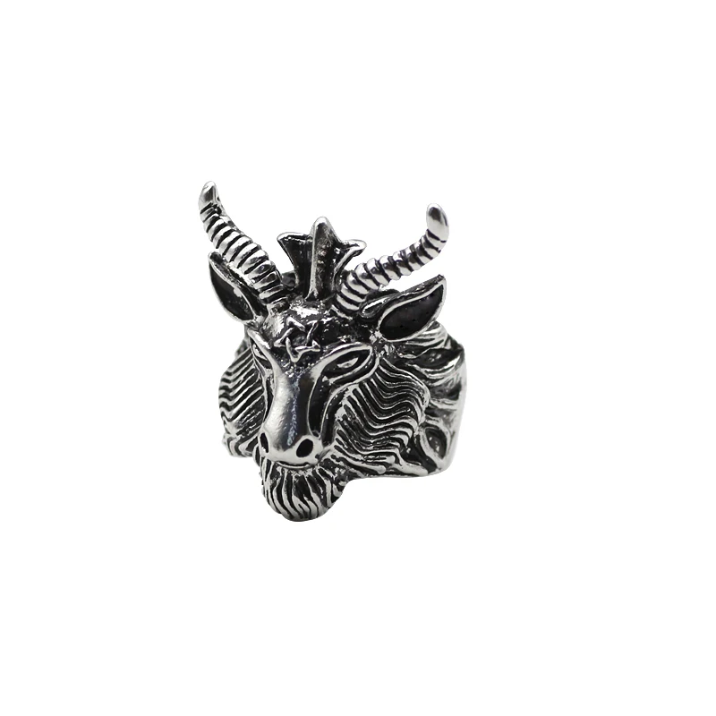 Fashion Bull Rings For Men Vintage Steam Punk Mens Animal Rings For Halloween Gifts Goat Skulls Rings For Men Dropshipping