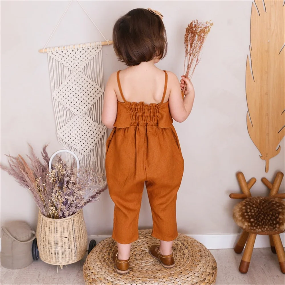 Baby Girl Summer Clothes Baby Girl Rompers Toddler Girls Jumpsuits Linen Cotton One Piece For 0-3Yrs Kids