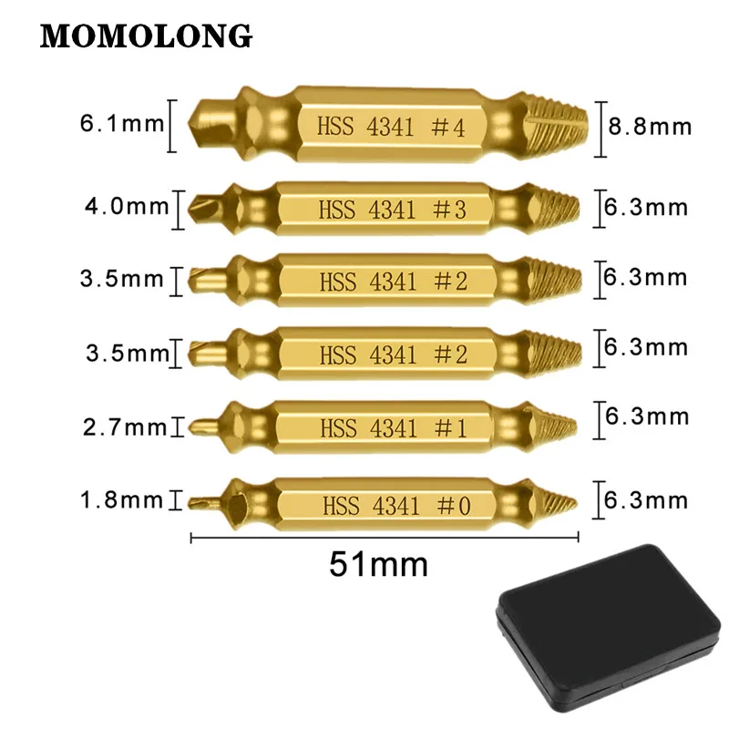 4/5/6PCS Damaged Screw Extractor Drill Bit Set Easily Take Out Broken Screw,Bolt Remover Screws Extractor Demolition Tools