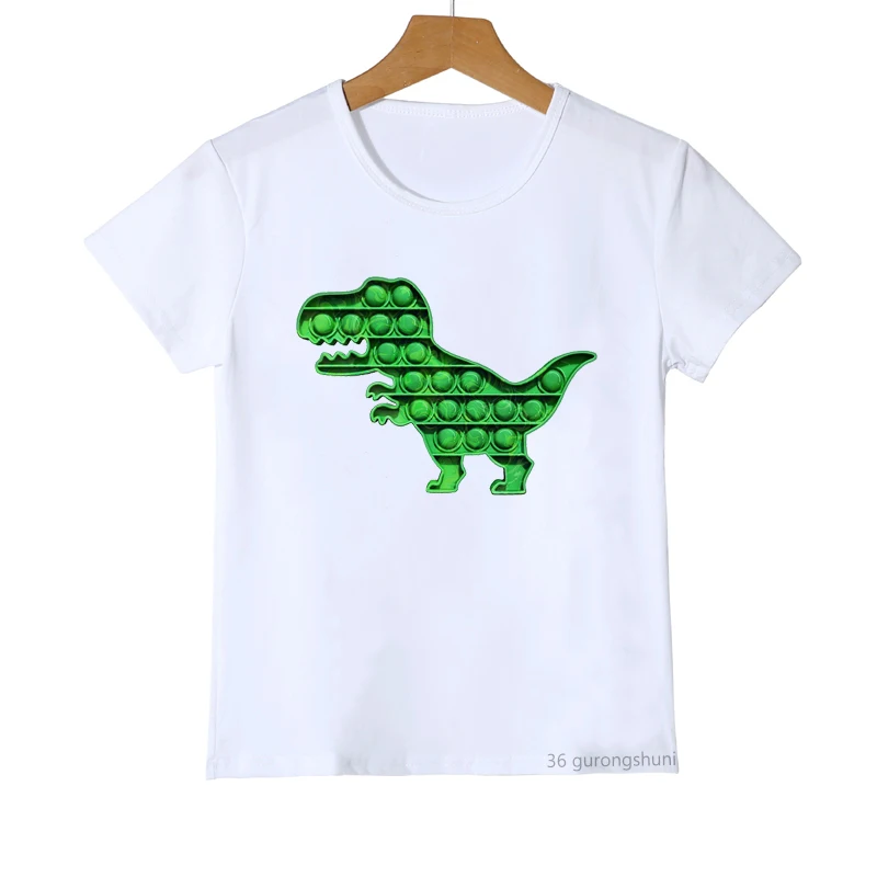 

2022 Hot Fidget Toys Funny поп ит Pop It T-Shrit Try T Shirt Horse Dinosaur Love Print Boys Girls Kids Clothes Children Clothing