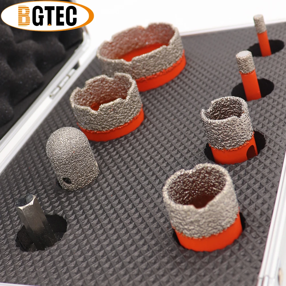 BGTEC 1ชุด M14 6/8/20/25/35/50/F20/HEX สูญญากาศ brazed Diamond Drill Core Bits กับกล่อง Hole Saw หินแกรนิตหินอ่อนเซรามิค Bit