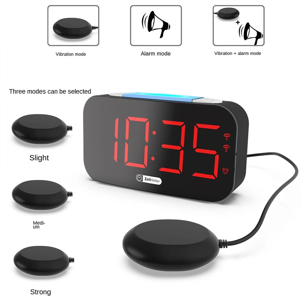 Loud Alarm Clock for Heavy Sleepers Vibrating Alarm Clock with Bed Shaker for Deaf and Hard of Hearing Night Light Snooze