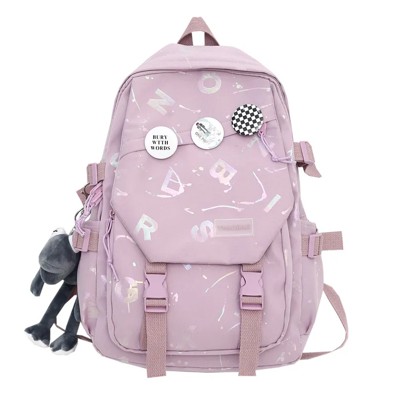 Nova moda feminina graffiti faculdade saco legal masculino senhoras mochila de viagem menina menino portátil estudante mochila feminina na moda náilon