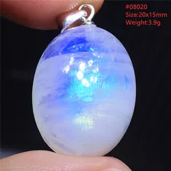 Natural Moonstone Blue Light Pendant Oval Beads Women Men Necklace 925 Silver Moonstone Pendant AAAAAA