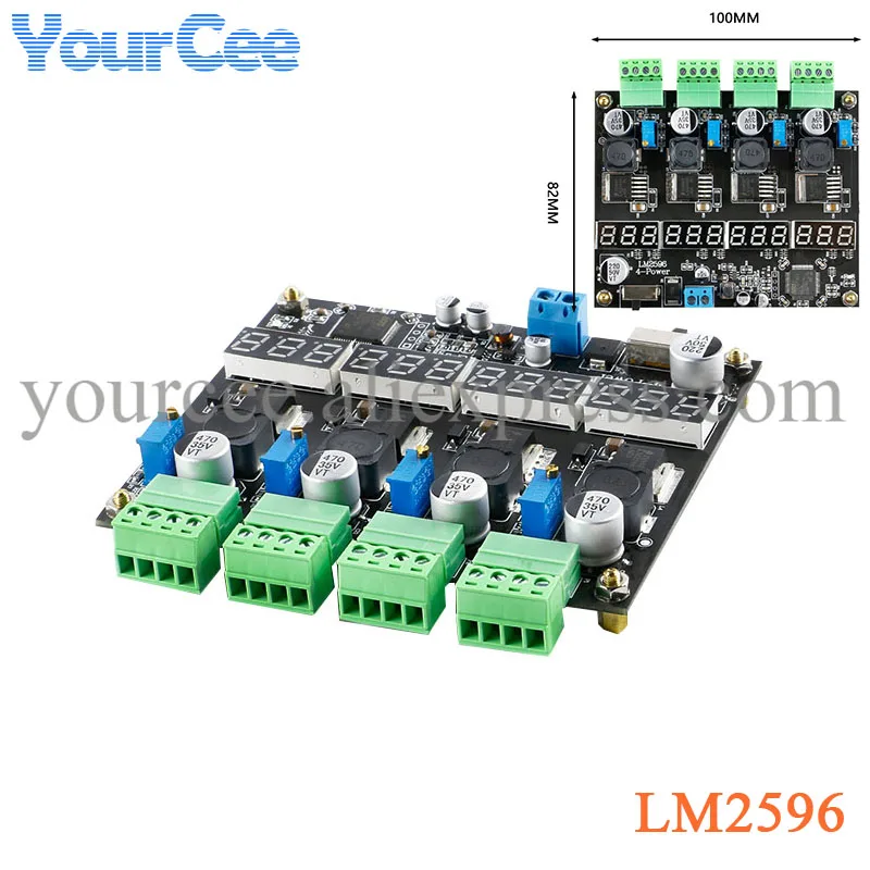 LM2596 4 Channel Digital Display Multi-channel Switching Power Supply Module Adjustable Step Down Buck Power Module