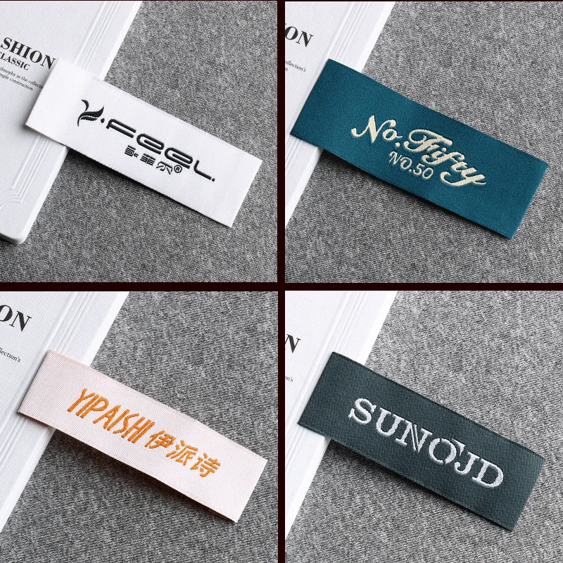 Customized Bids Satin Brocade Woven Standard Flat Surface Elevation Collar Made Of Tightly Woven Standard Label Woven Label