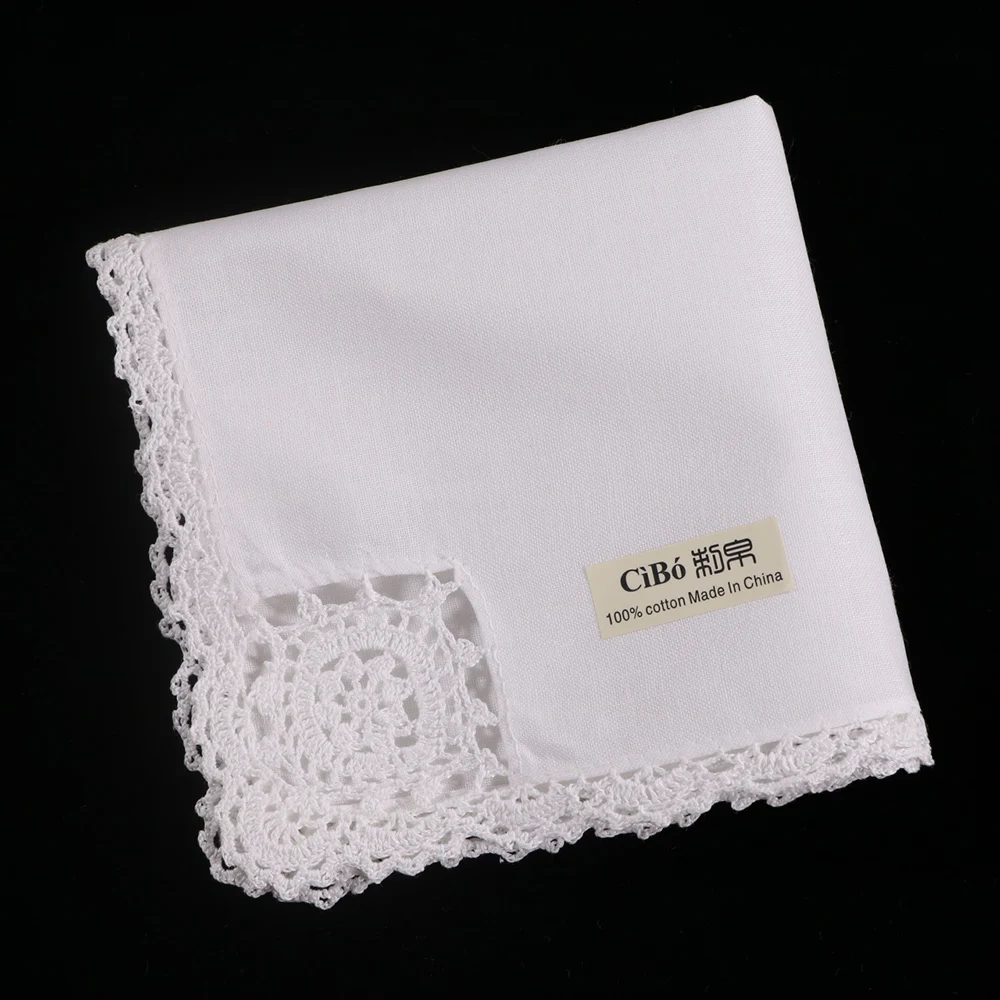 N041 : 12 pieces White Cotton hand crochet lace Small size table napkin Dinner Napkins