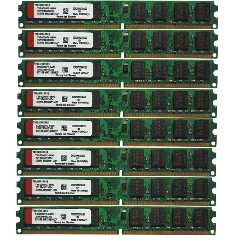 100 pieces 2GB kit Yongxinsheng PC2-6400 PC2-5300 Dimm DDR2 800mhz 667mhz Desktop 240pin 2-sides Memory RAM Random chips