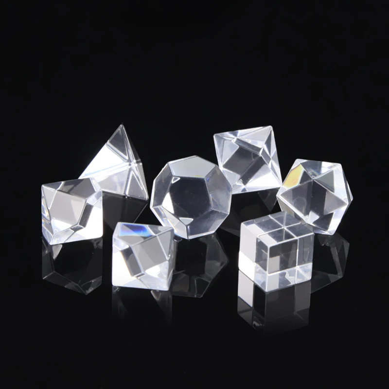 7pcs Prism Photo Ornaments Decorations Dice Crystal Valentine's Day Girlfriend Gift Seven-piece Suit  Optical Glass