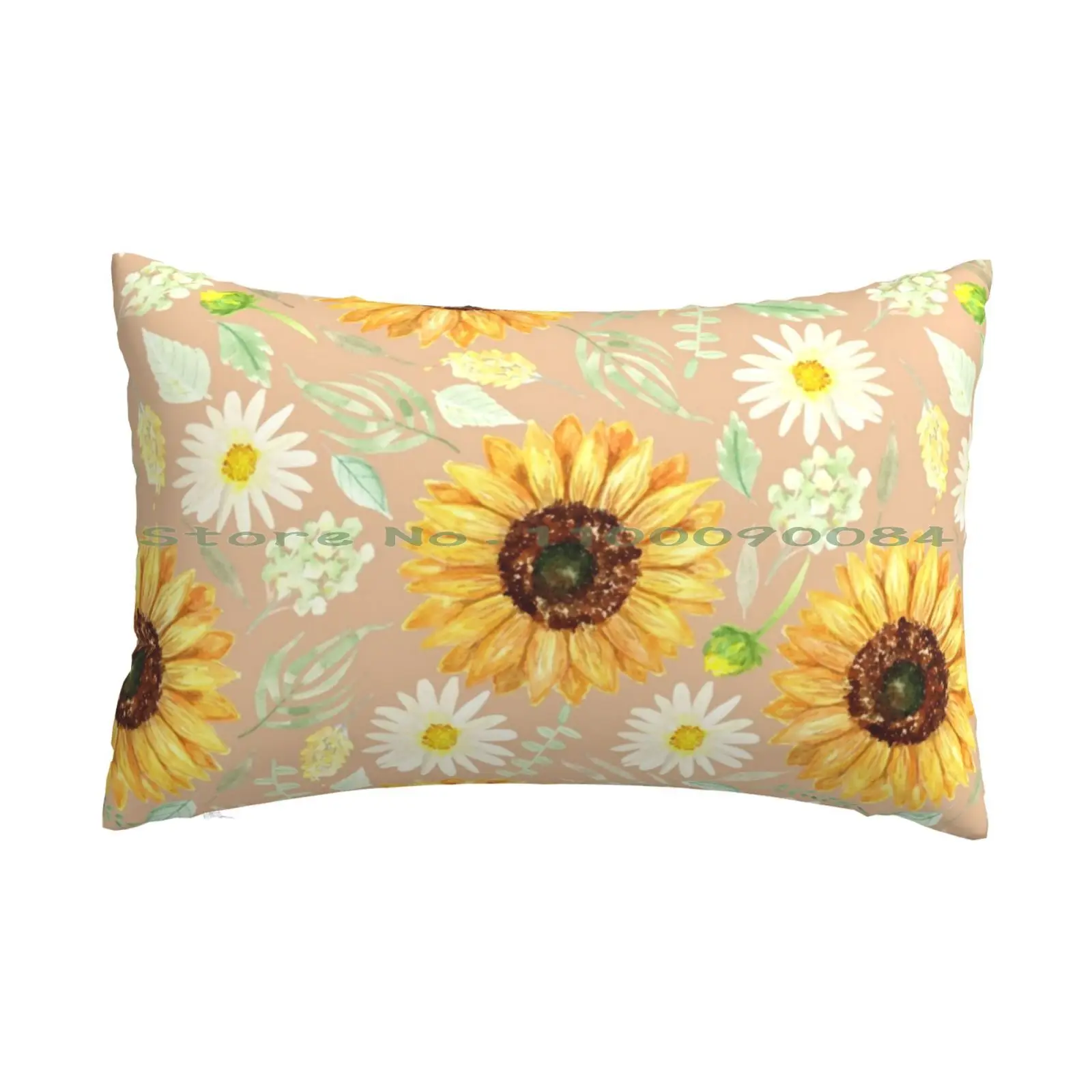 Sunflowers And Daisies | Watercolor | Art | Pattern | Beige Pillow Case 20x30 50*75 Sofa Bedroom And D And D 80s Dice Sword