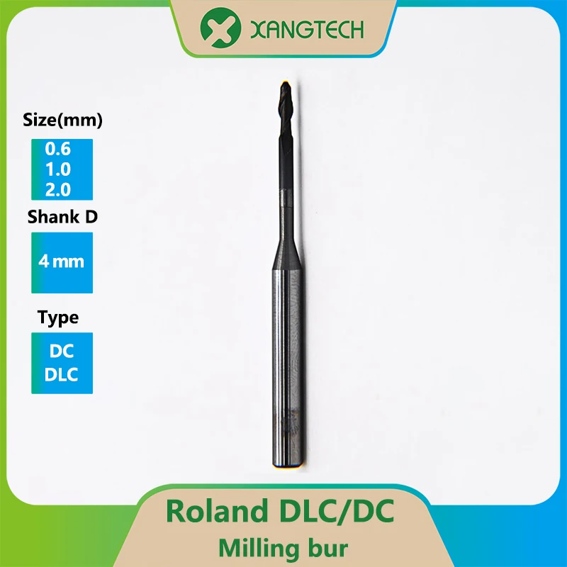 

Free Shipping XANGTECH Roland DC/DLC Milling Burs Dental Cad Cam Milling Cutter 0.6/1.0/2.0mm for Zirconia Block