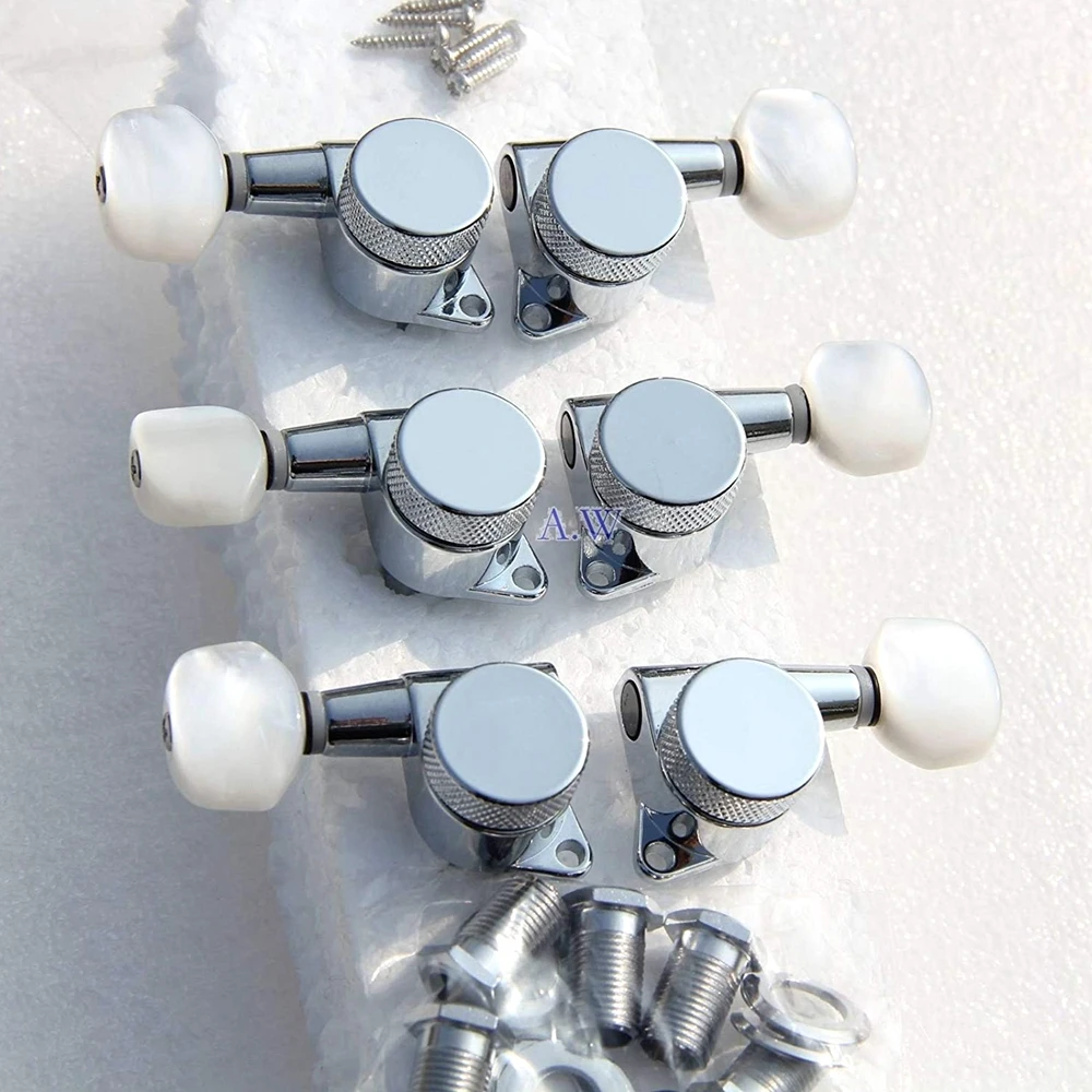 Imagem -05 - Wilkinson Jin ho Chrome Sintonizadores de Bloqueio Guitarra Tuners Máquina Cabeças Tuning Pegs Branco Pérola Botton Lock Jn-p7 da Coréia