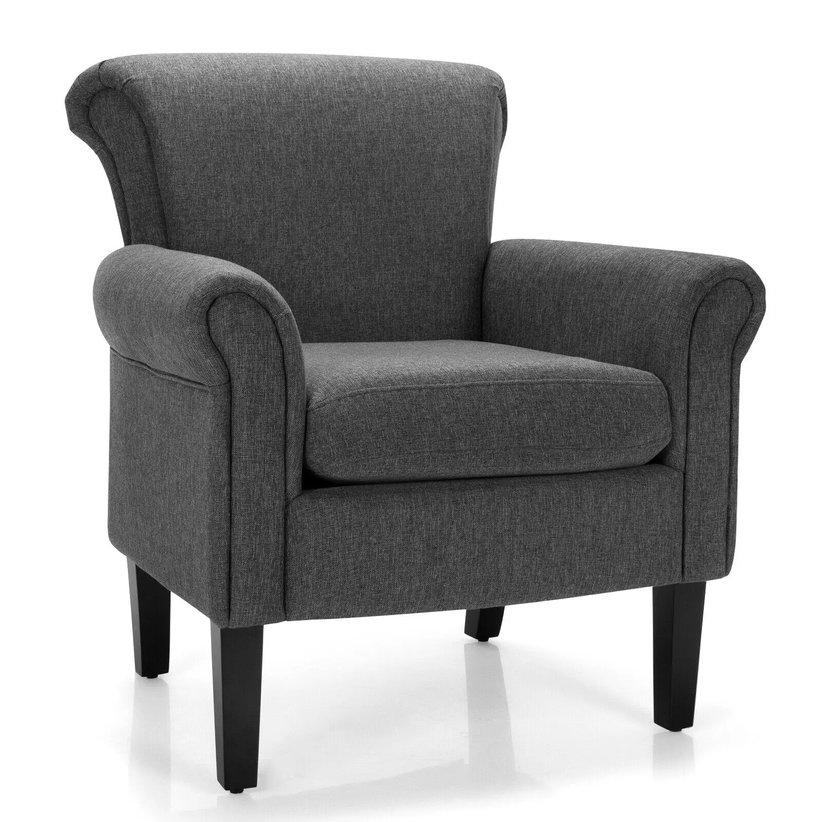 Giantex Modern Upholstered Fabric Accent Chair w/ Rubber Wood Legs