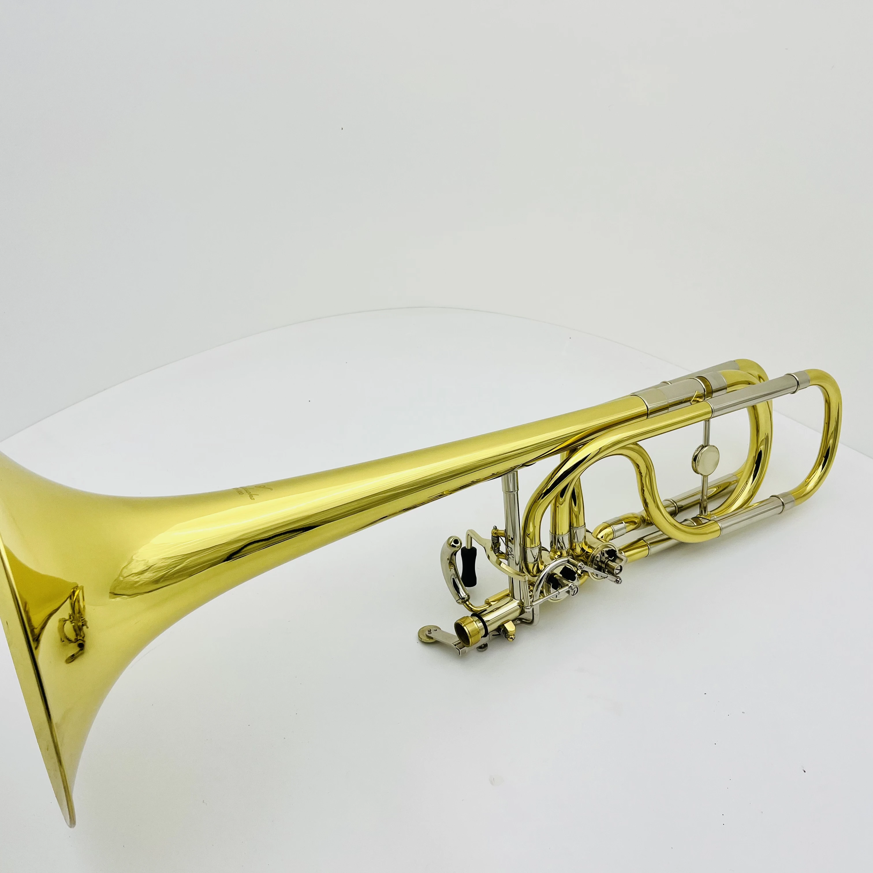 High Quality Trombone Bb/f Brass Plated Double Piston Real Pictures With Case Accessories