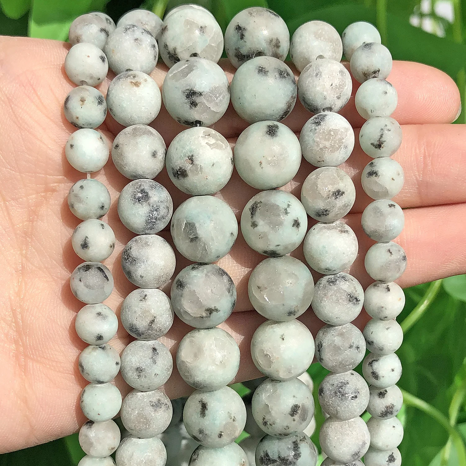 Natural Matte Stone Beads Light Green Spotted Jasper Minerals Round Loose Beads for Jewelry Making Diy Bracelet 4 6 8 10mm 15''