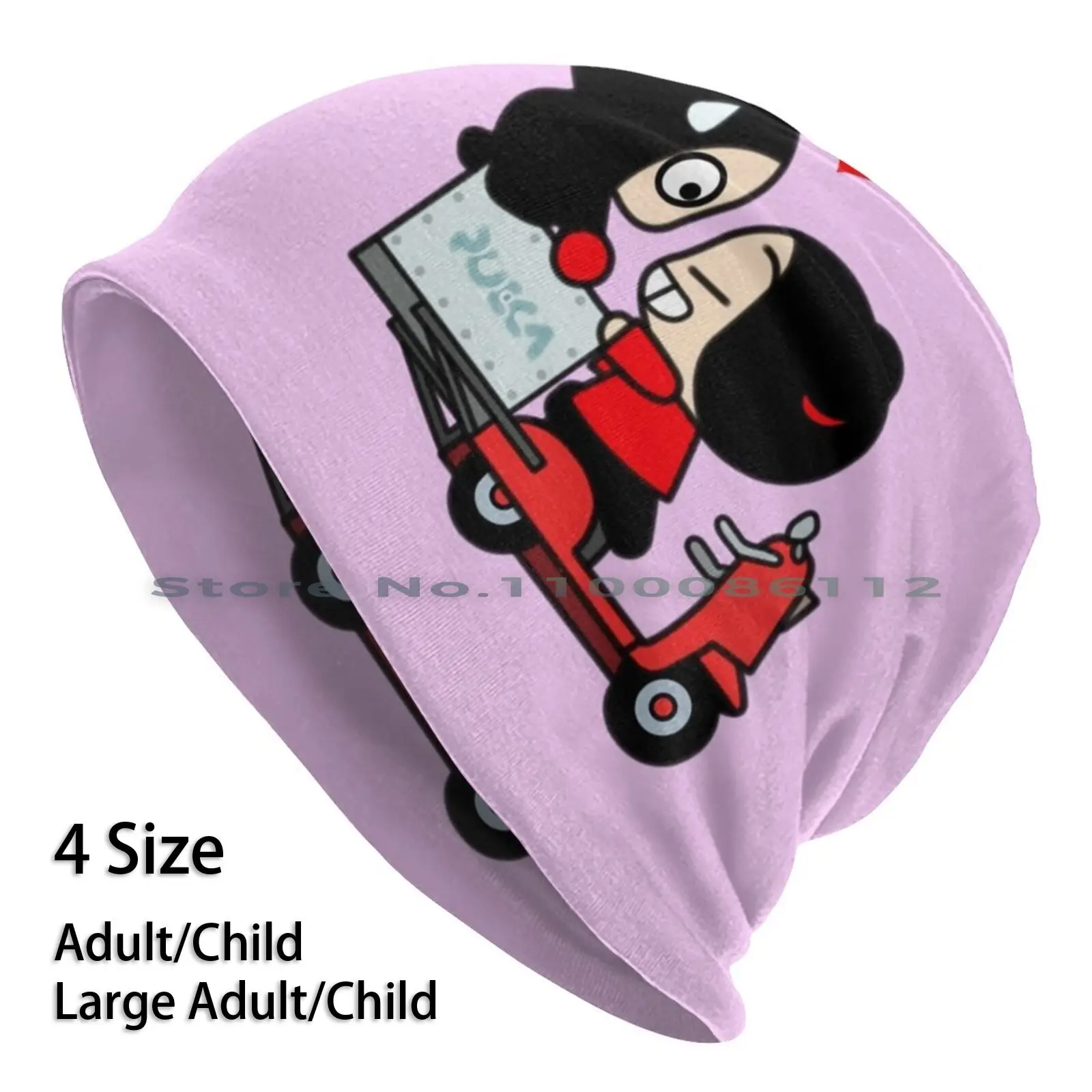 Pucca X Garu ( Scooter ) Beanies Knit Hat Pucca Garu Funny Love Valentines Cute Adorable Cartoon Korean Chibi Brimless Knitted