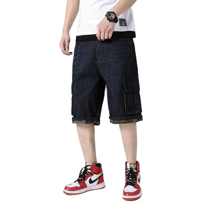 

Summer Hip Hop Harem Jeans Shorts Men Casual Denim Cargo Shorts Straight Loose Baggy Boardshorts Beach Shorts Man Clothes