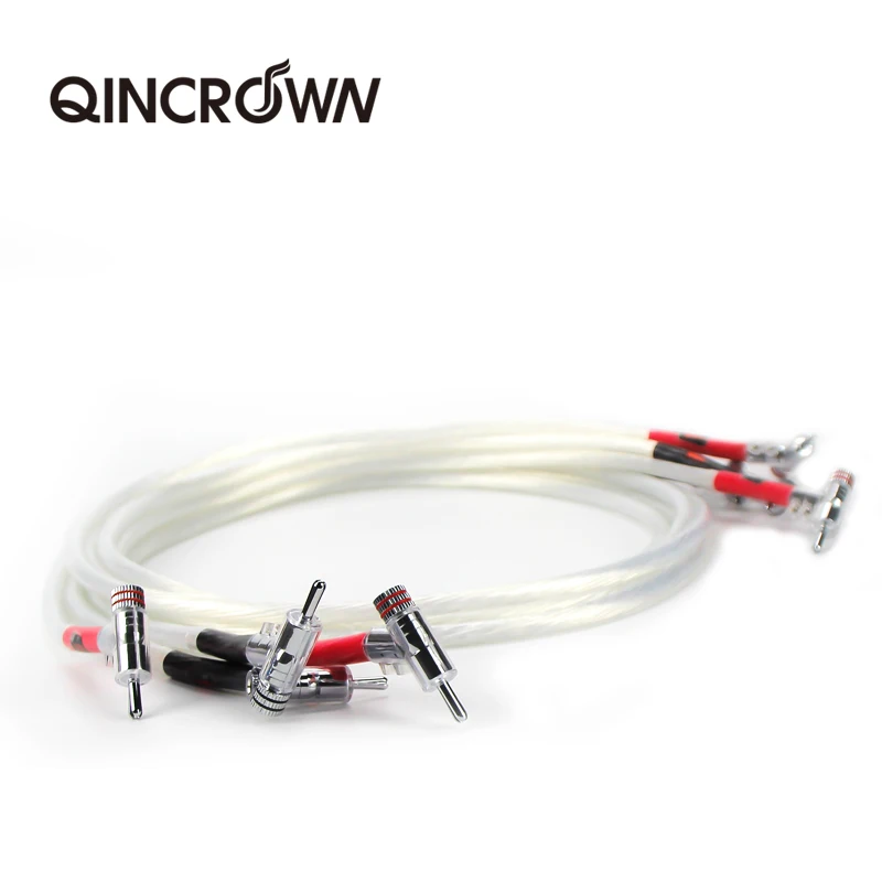 QINCROWN rhodium-plated elbow silver-plated HiFi speaker cable Amplifier connects speaker audio cable signal cable