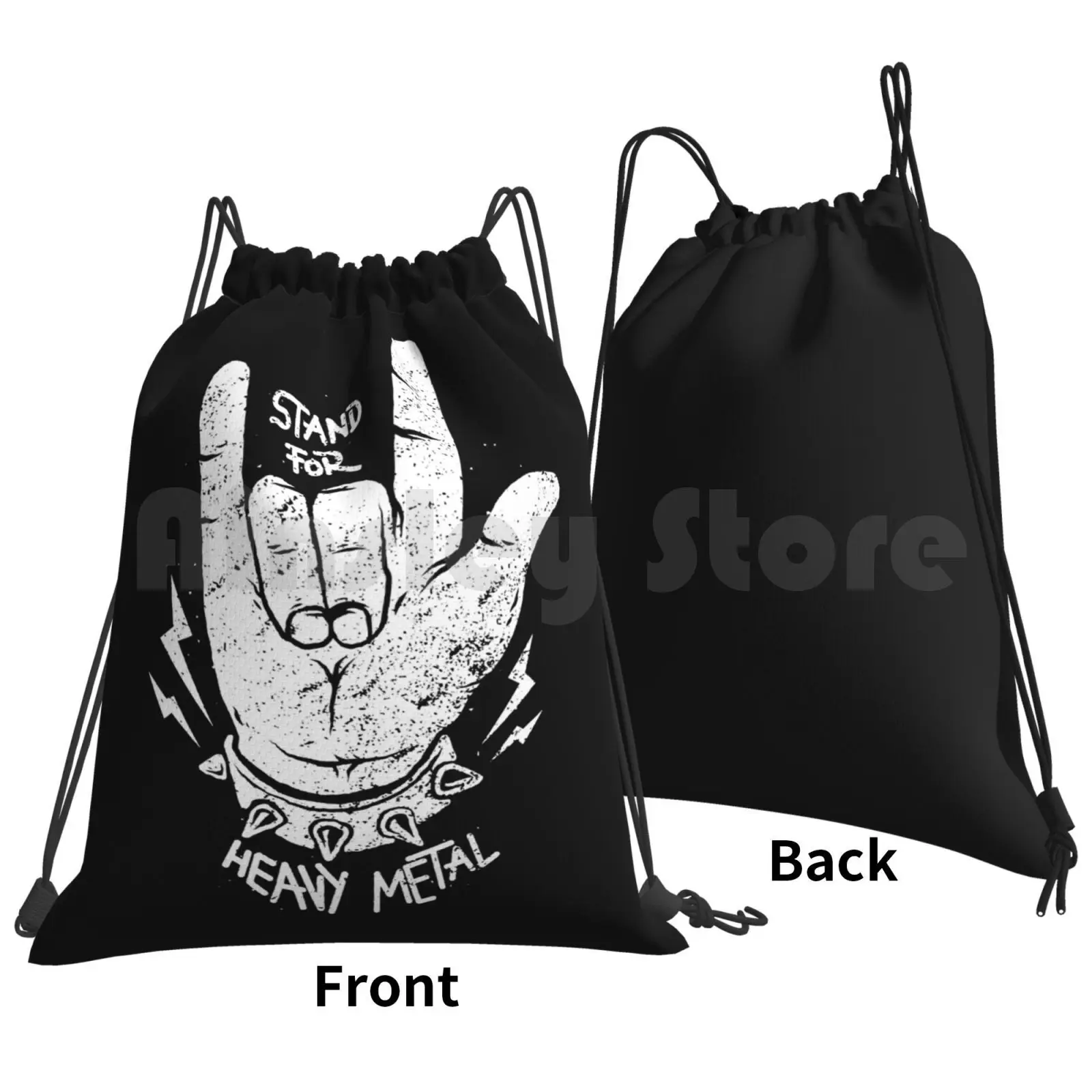 Stand For Heavy Metal Backpack Drawstring Bag Riding Climbing Gym Bag Metal Heavy Metal Music Rocker Punk Punker Quote Quotes