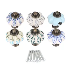 Antique Ceramic Pumpkin Cabinet Handle Knobs Classical Furniture Handles Door Knob Drawer Cupboard Kitchen Pull Handle 38*33mm