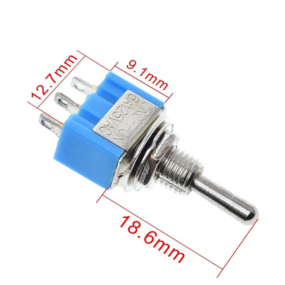 10Pcs SPDT ON/ON AC125V 6A Blu Mini 2 Posizioni 3 Spilli A Scatto Micro Interruttori A Levetta MTS-102