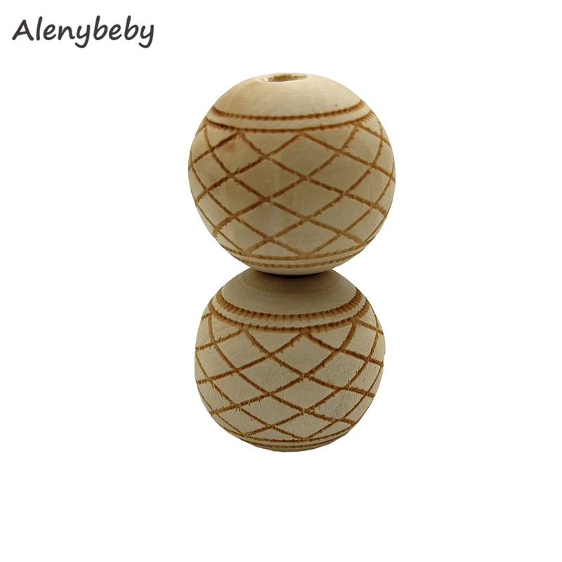 Engraving Printing Wooden Round Beads Teether Loose Natural Wood Ball Jewelry Making Bracelet Necklace DIY Teething Accessories view 6