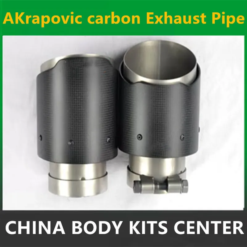 

2PCS 76MM INLET- 101MM OUTLET Carbon Fiber Stainless Steel Universal Car Exhaust Pipe Tip Car Exhaust Muffler Tip