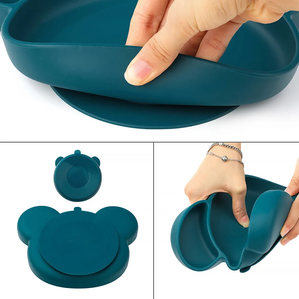 1PC Baby Silicone Dishes Dining Bowls Pumpkin Shape Feeding BPA Free Tableware Cartoon Plates Children Baby Feeding Dinner Bowl