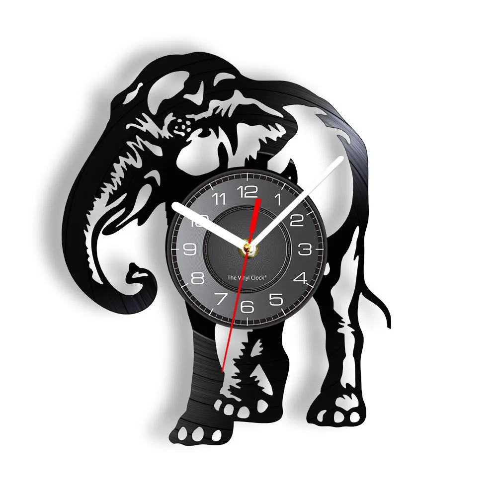 

Safari Wildlife Elephant Laser Cut Gramophone Music Record Wall Clock African Animal Vinyl Disk Crafts Handicraft Album Clock