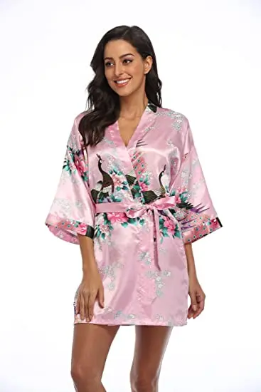 2015 Silk Kimono Robe Bathrobe Women Satin Robe Robe Longue Femme For Women Night Sexy Robes Night Grow For Bridesmaid Summer