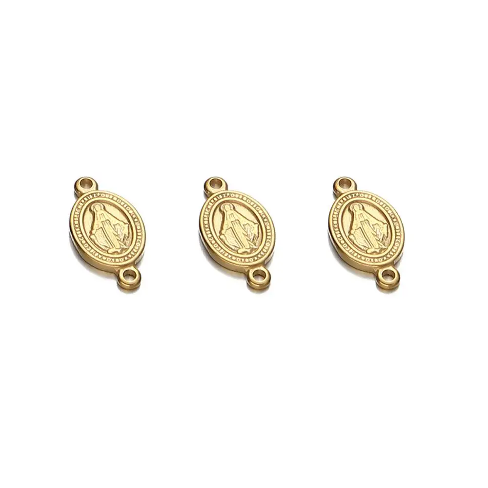5PCS/lot Stainless Steel Double Hole Virgin Charms Pendant For Jewelry Making DIY Religious Christian Pendants
