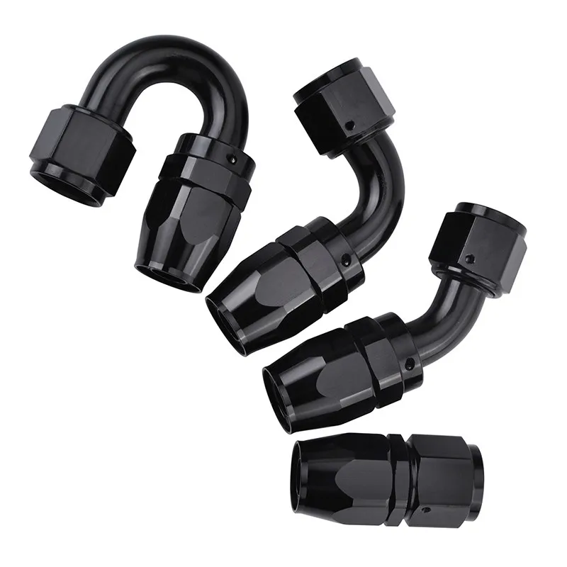 evil energy AN6 Straight 45 90 180 Degree Oil Fuel Swivel Hose End Fitting Oil Hose End Adaptor Kit Black