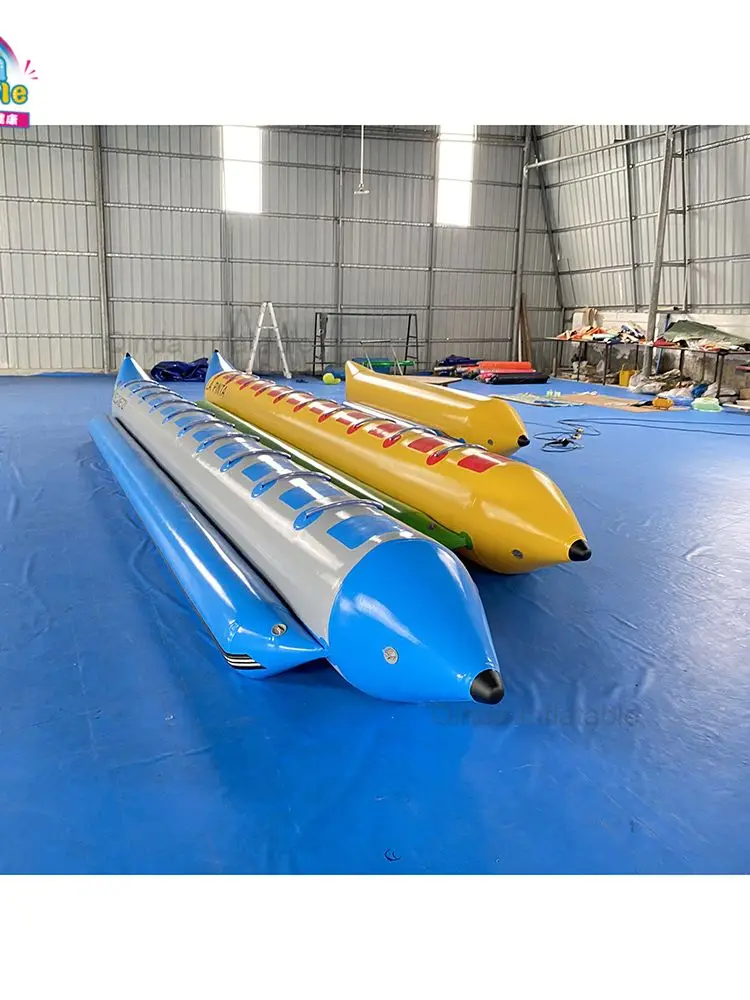 Free Air Pump Inflatable Water Banana Boat,inflatable Water Games 4 Persons Flying Banana Boat