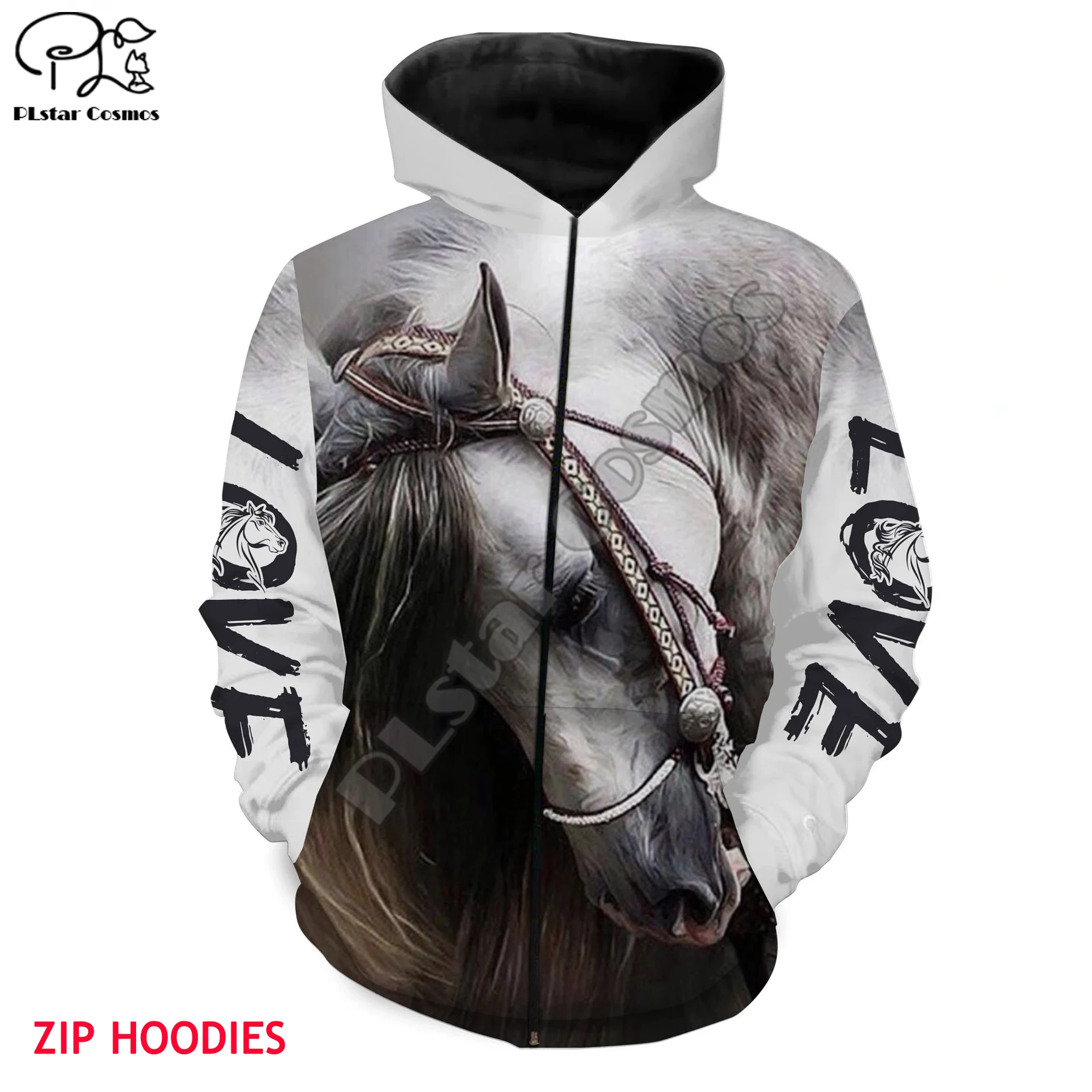 Horse beautiful 3d all over Printed Unisex hoodies Harajuku Fashion Casual Hooded Sweatshirt zip hoodies