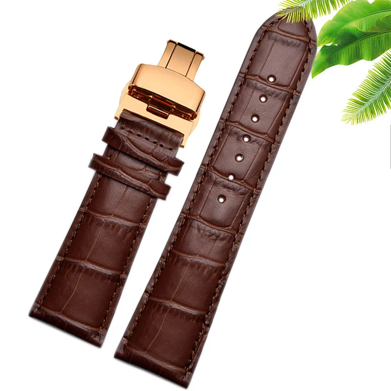 genuine leather watchband 22 23 24 26 28mm watch starps with butterfly buckle mens cow leather bracelet general alligator grain