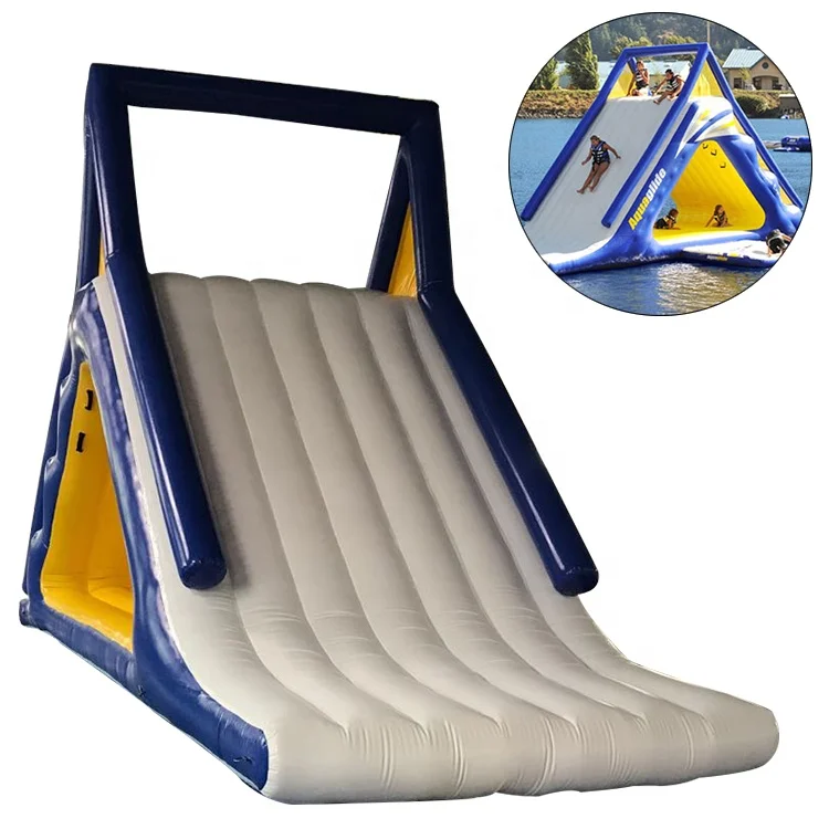 Inflável flutuante água trampolim parque, triângulo água slide para adultos e crianças, escalada, lago do mar quente