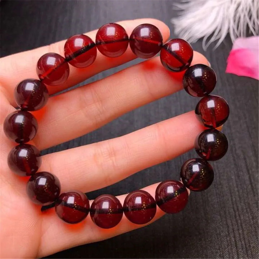 

12mm Natural Red Amber Bracelet Jewelry For Women Lady Men Wealth Beauty Gift Energy Crystal Round Beads Stone Strands AAAAA