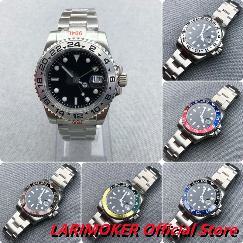 

LARIMOKER Sapphire Crystal 40MM Rotating Bezel GMT Green Seconds Needle Luminous Automatic Movement Waterproof Men Watch