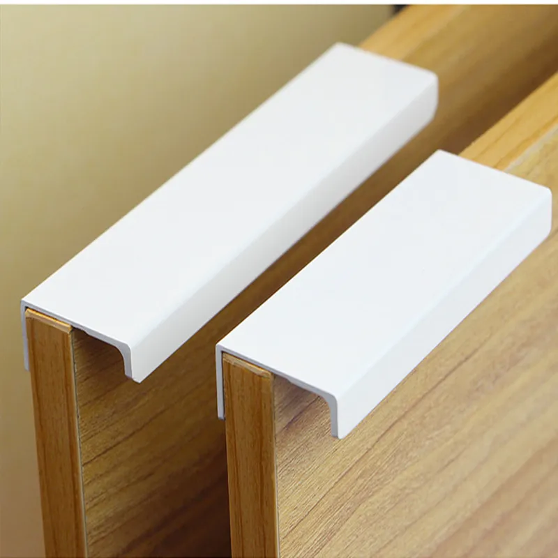 Aluminum Alloy Cabinet Drawer Knobs Modern Matte Black White Invisible Furniture Hidden Handle Kitchen Wardrobe Handles Pulls