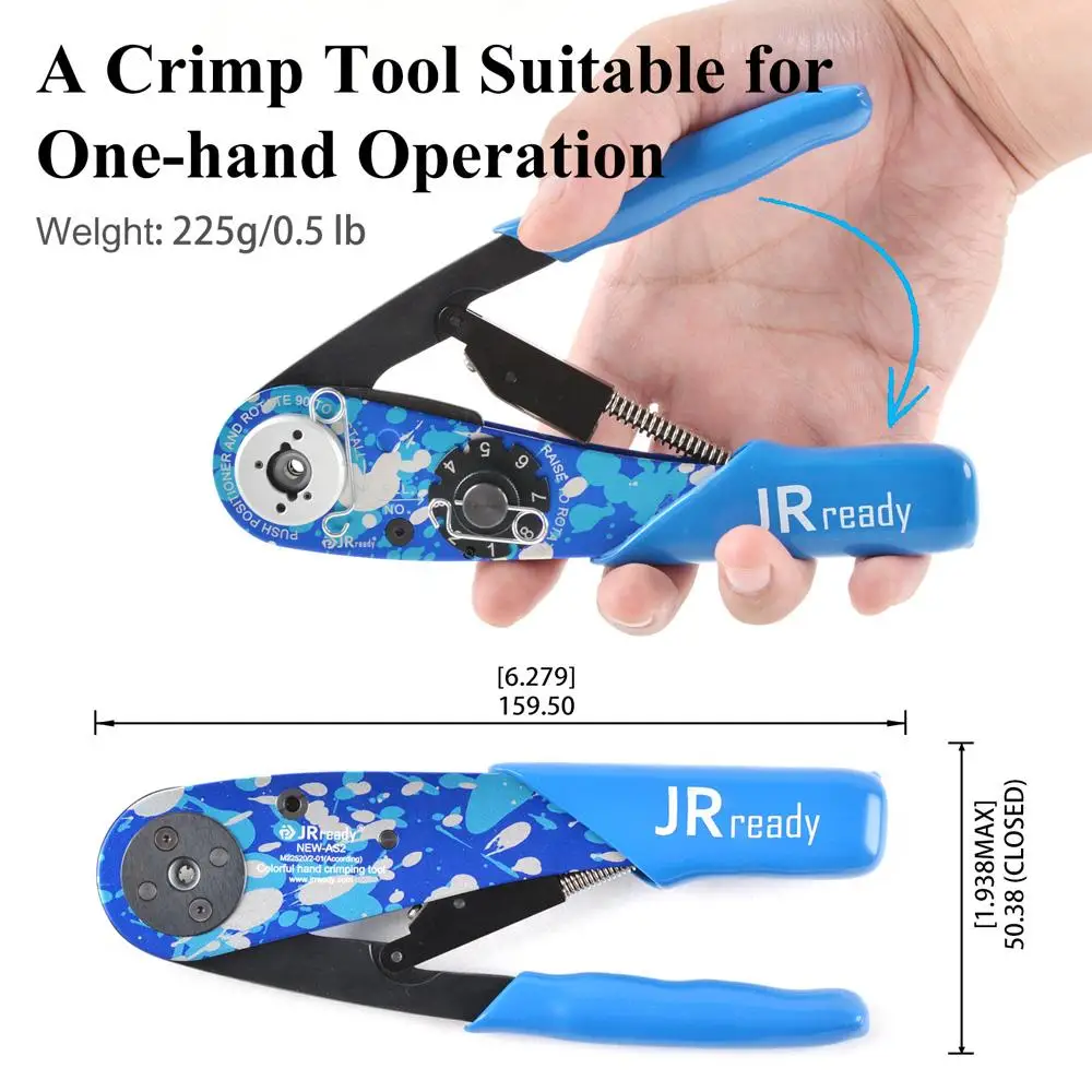 JRready NEW-AS2 AFM8 M22520/2-01 Crimp Tool 20-32AWG G125 Go-NoGo Gauge m22520/3-01 Go.0390 No-Go.0440