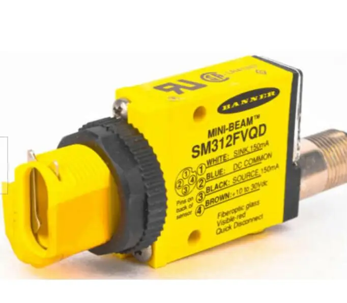 SM312FVQD Sensor; Photoelectric; Visible Red 650nm Glass Fiber Optic; 10-30VDC; QD Conn. 26990