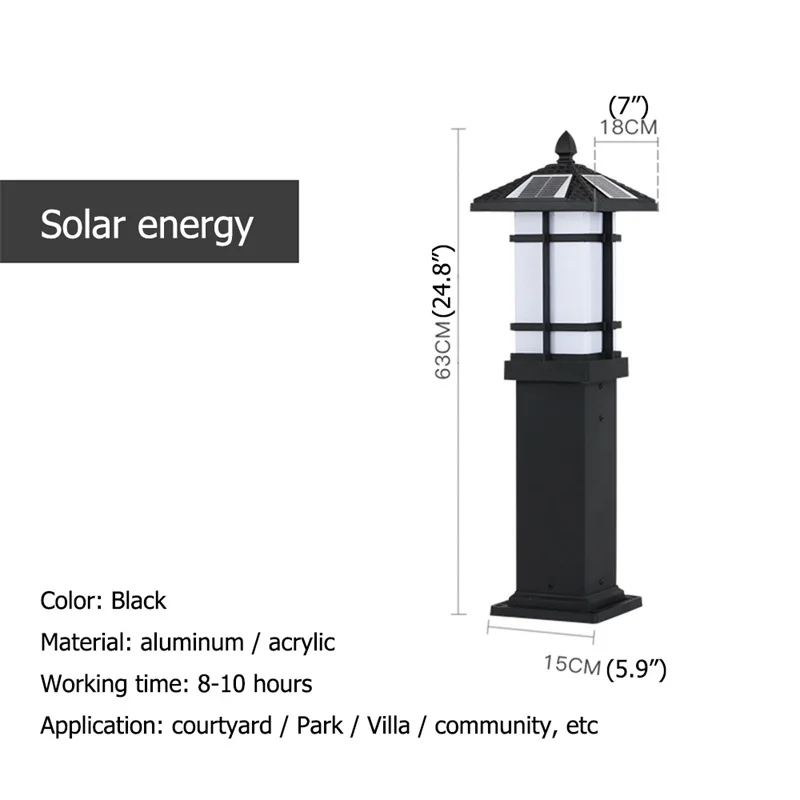 DLMH Outdoor Lawn Lamp Solar LED Waterproof Modern Patio Garden Light For Home Porch Garden Villa