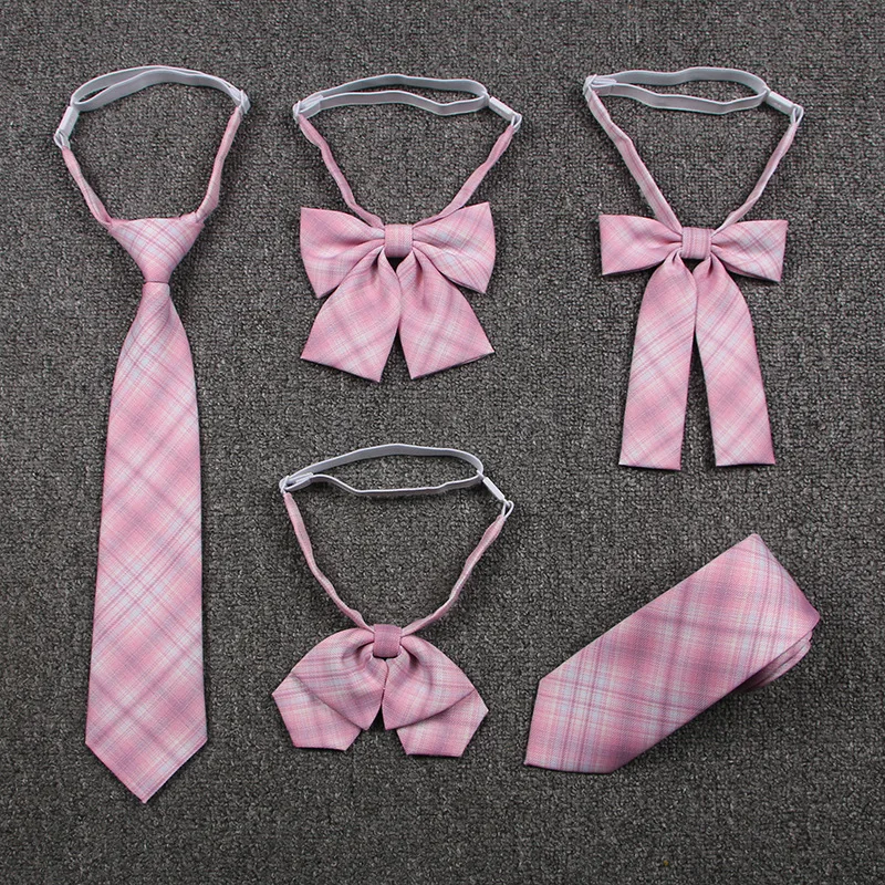 Uniform Bow Tie Pink Plaid Tie Japanese JK Plaid Bow Tie Student Tie Girl Mindfulness Bow Tie Accessories